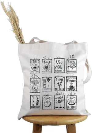 PWHAOO Gardening Plant Lover Gift Garden Seed Packet Tote Bag Homestead Garden Handbag Farmers Market Gift
