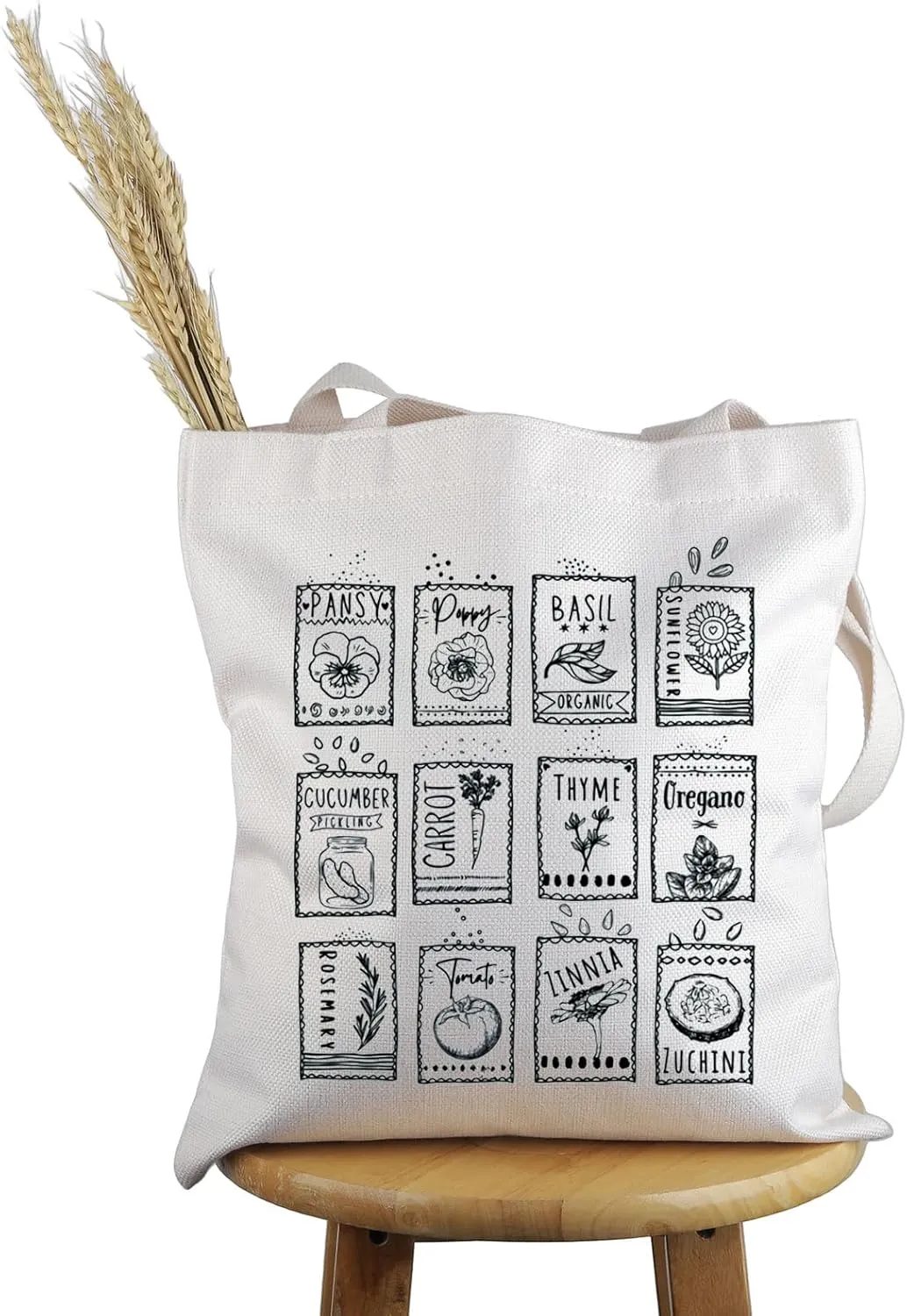 PWHAOO Gardening Plant Lover Gift Garden Seed Packet Tote Bag Homestead Garden Handbag Farmers Market Gift