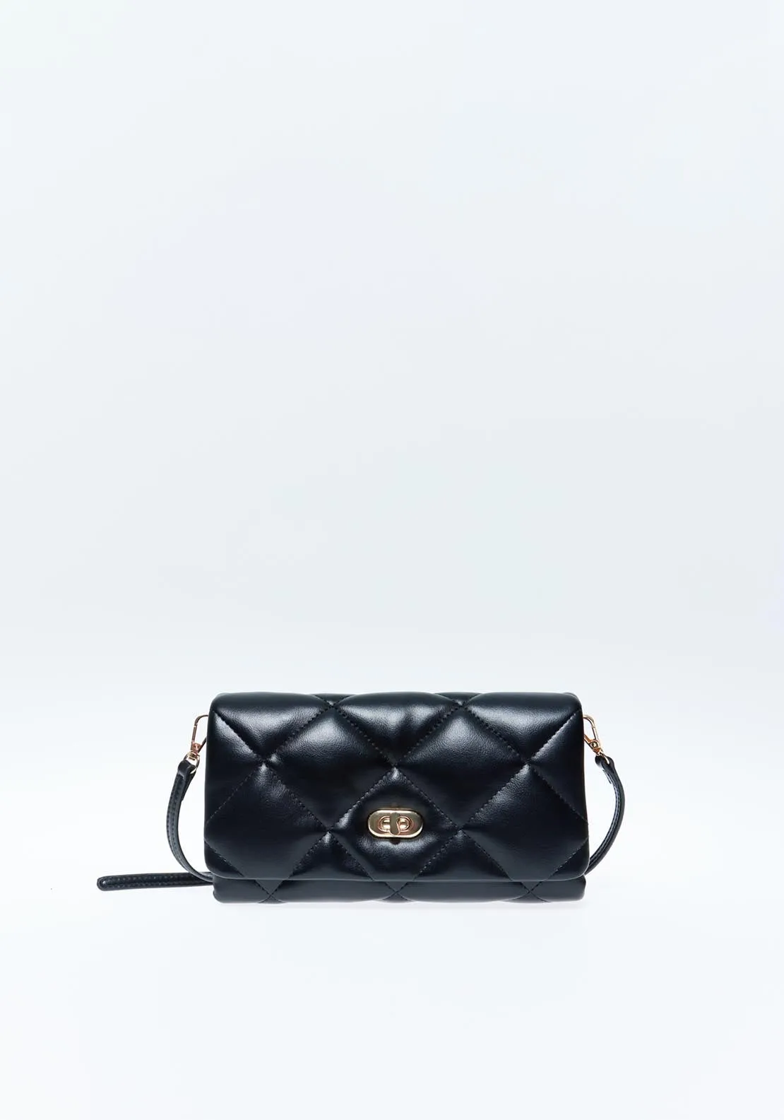 Quilted Crossbody Buckle - Black