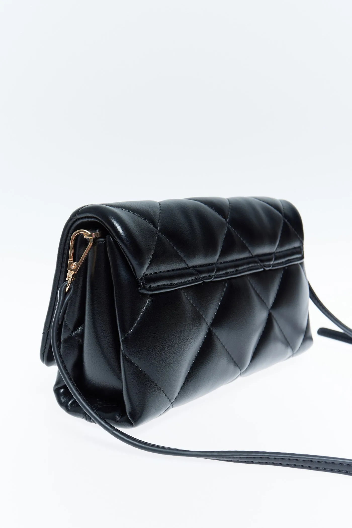 Quilted Crossbody Buckle - Black