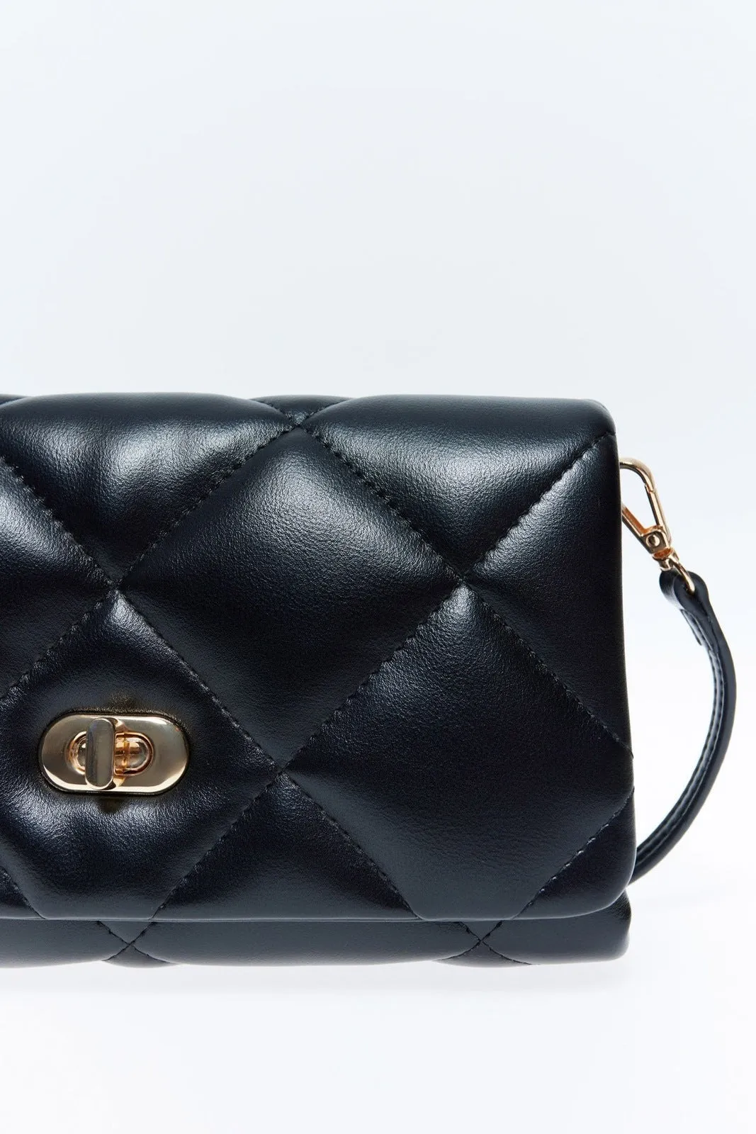 Quilted Crossbody Buckle - Black