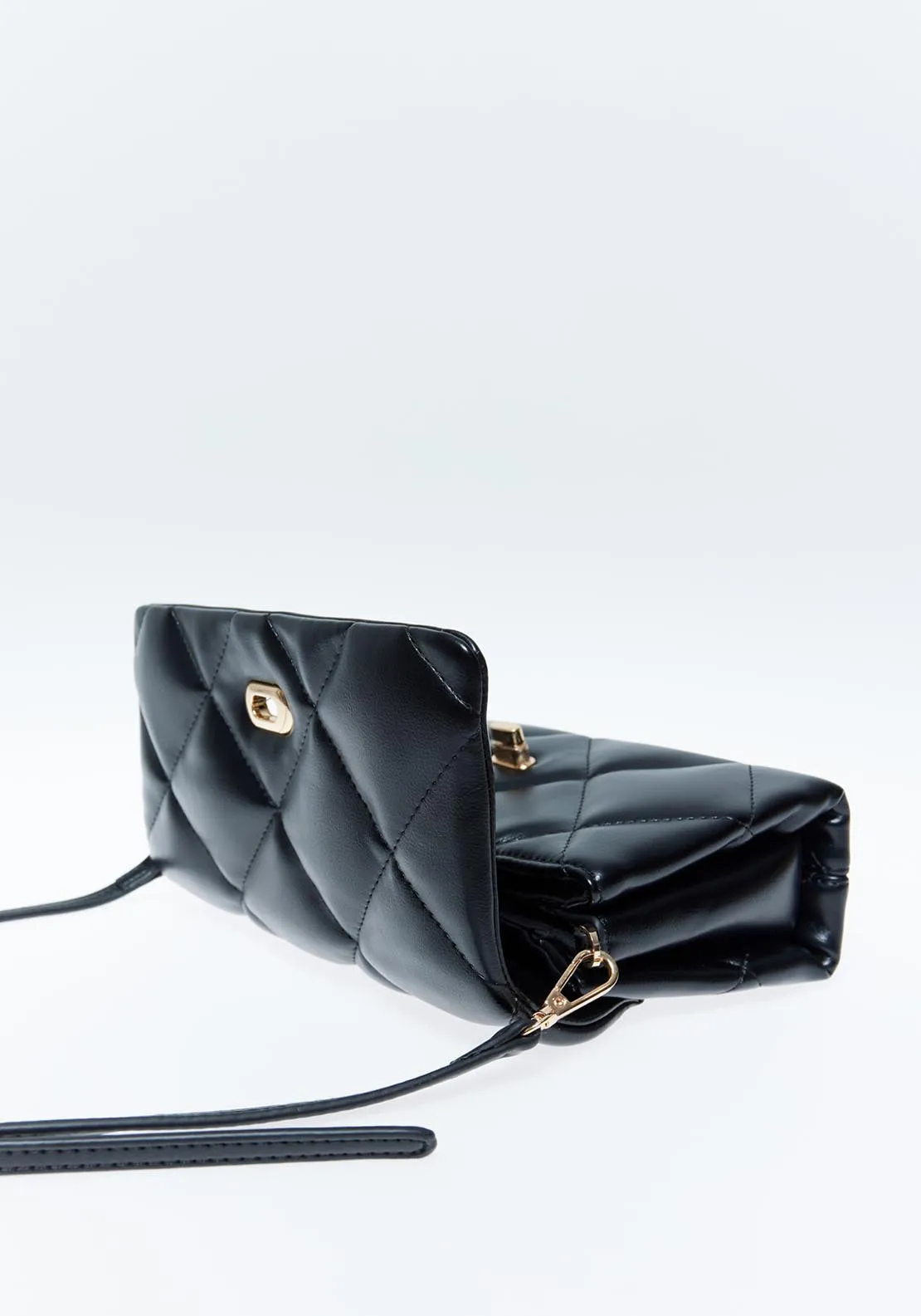 Quilted Crossbody Buckle - Black