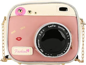 QZUnique Camera Shoulder Bag Snapshot PU Leather Crossbody Bag Vintage Novelty Cute Handbag Purse