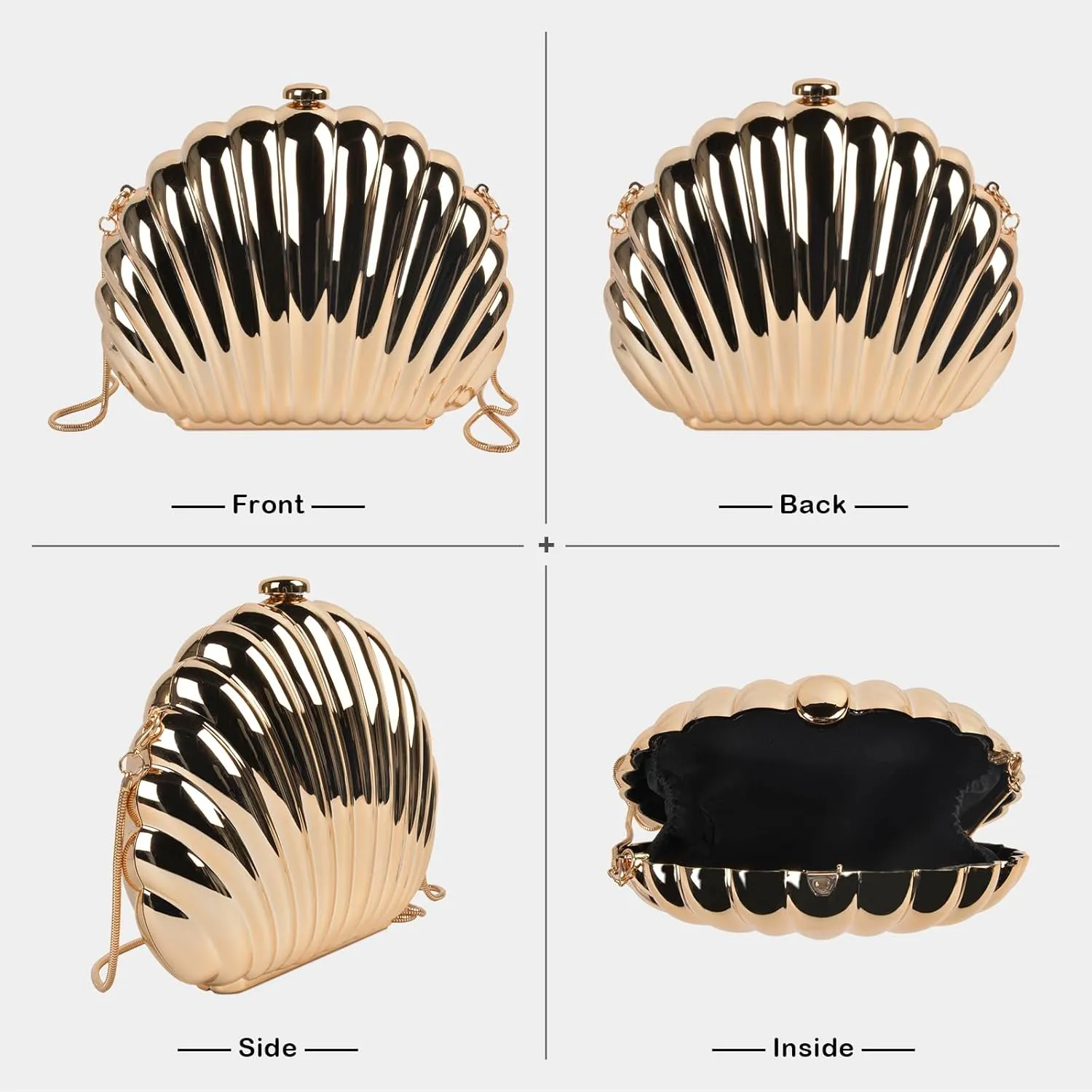 QZUnique Conch/Shell Shoulder Handbag Novelty Chain Strap Purse Acrylic Fashion Crossbody Evening Bag Clutch for Women Girl