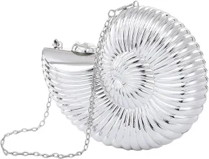 QZUnique Conch/Shell Shoulder Handbag Novelty Chain Strap Purse Acrylic Fashion Crossbody Evening Bag Clutch for Women Girl