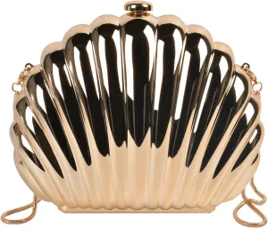 QZUnique Conch/Shell Shoulder Handbag Novelty Chain Strap Purse Acrylic Fashion Crossbody Evening Bag Clutch for Women Girl