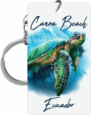 R and R Imports Canoa Beach Ecuador Souvenir Acrylic Keychain Sea Turtle Beach Design