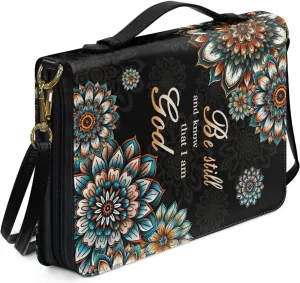 Rchsmod Boho Mandala Print Bible Cover for Women Men PU Leather Bible Bag Lightweight Bible Case with Handle Sturdy Bible Protector with Adjustable Strap Multifunctional Bible Accessories, M