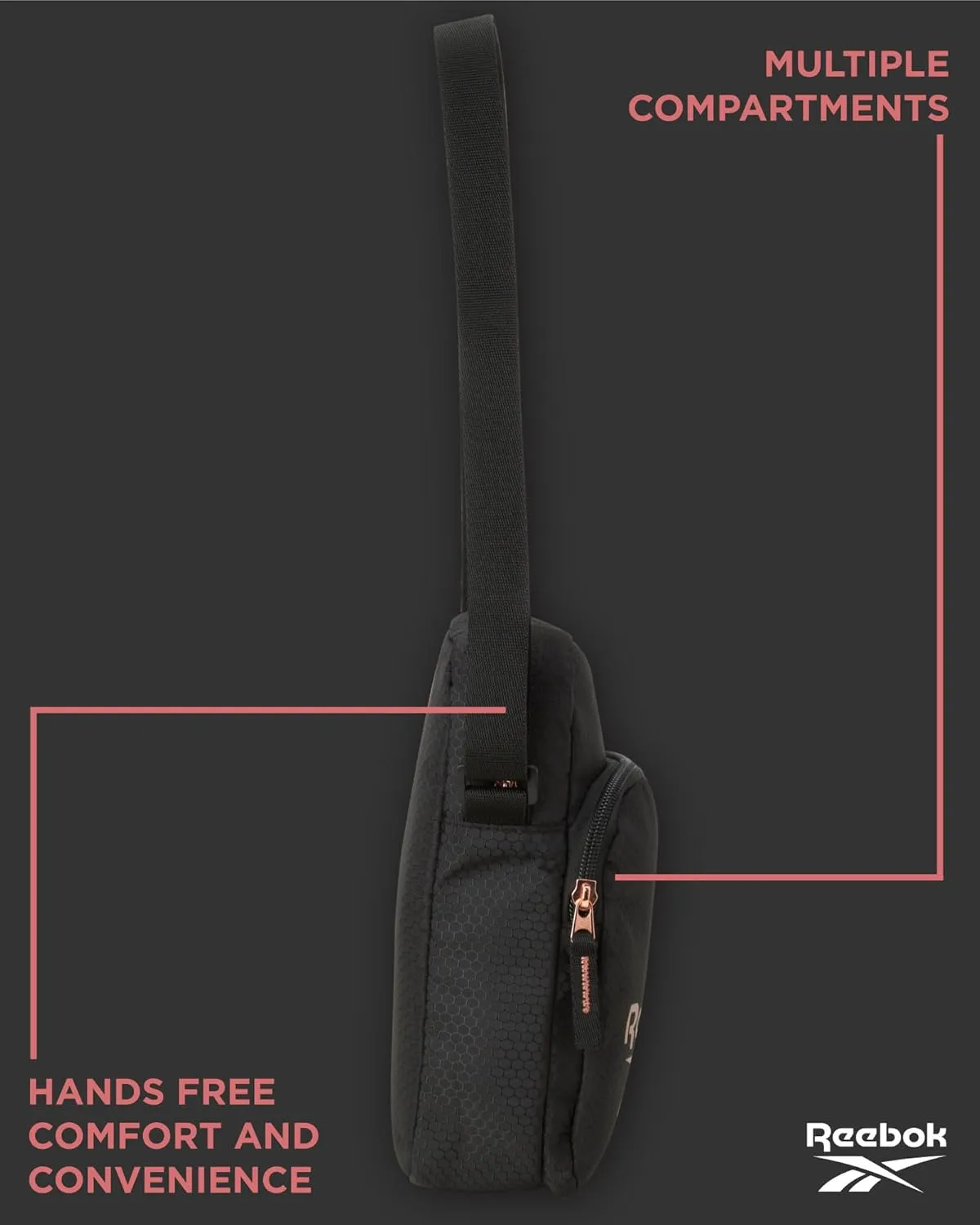 Reebok Women's Crossbody Bag - Mini Purse Shoulder Handbag with Adjustable Strap - Small Casual Sling Bag for Women
