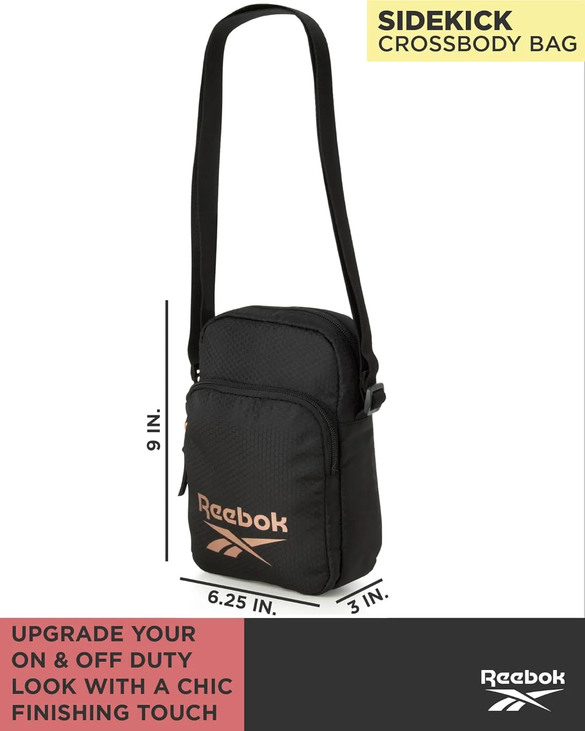 Reebok Women's Crossbody Bag - Mini Purse Shoulder Handbag with Adjustable Strap - Small Casual Sling Bag for Women