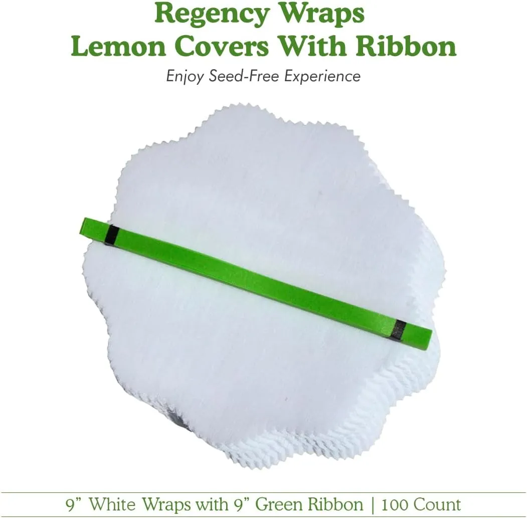 Regency Wraps Lemon Wraps Lemon Covers, White with Green Ribbon, 100 Count Wedge Bags, For Seed-Free Squeezing Over Seafood, Works for Lemon Halves or Wedges
