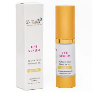 Renew Vegan Under Eye Serum for Dark Circles and Puffiness - Aging Skin Serum for Eye Bags, Fine Lines, Wrinkles, Crows Feet with Borage and Primrose - 0.5 Ounces