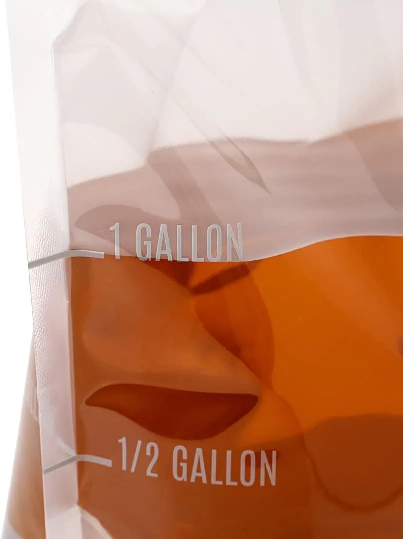 Restaurantware Cater Tek 1 Gallon Water Containers 10 Drink Bags - Collapsible Includes Tamper-Evident Caps Clear Plastic Beverage Bags For Catered Events Camping or Hiking Durable Handle