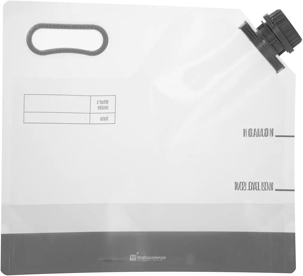 Restaurantware Cater Tek 1 Gallon Water Containers 10 Drink Bags - Collapsible Includes Tamper-Evident Caps Clear Plastic Beverage Bags For Catered Events Camping or Hiking Durable Handle