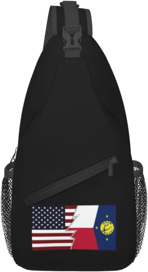 Ripped Style American And Flag Of Wake Island Crossbody Bags For Women Men Chest Backpack Gym Shoulder Bag Travel Outdoor Sports Casual Crossbody Bags