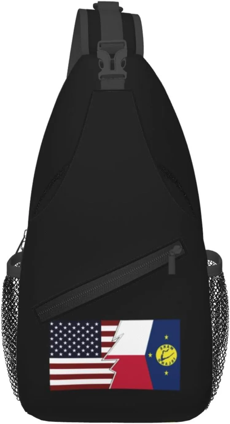 Ripped Style American And Flag Of Wake Island Crossbody Bags For Women Men Chest Backpack Gym Shoulder Bag Travel Outdoor Sports Casual Crossbody Bags
