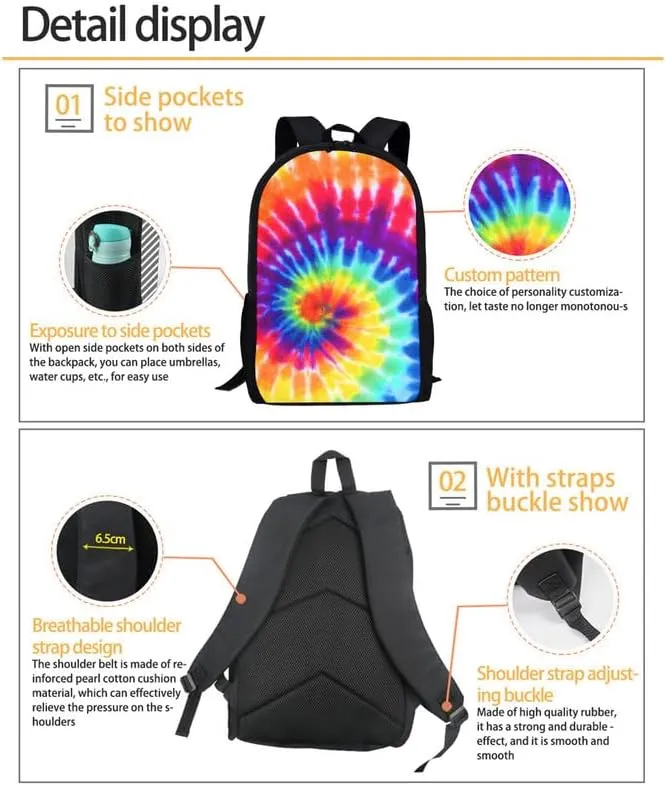 Roaring Tiger 3Pcs Backpack with Lunch Bag Pencil Box Jungle Wild Tiger Teens Elementary Middle School Book Bag Forest Tiger Lightweight Girls Boys Backpack