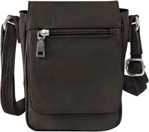 Roma Leathers Compact Concealment Crossbody Bag Wire reinforcement strap & Lockable YKK zippers