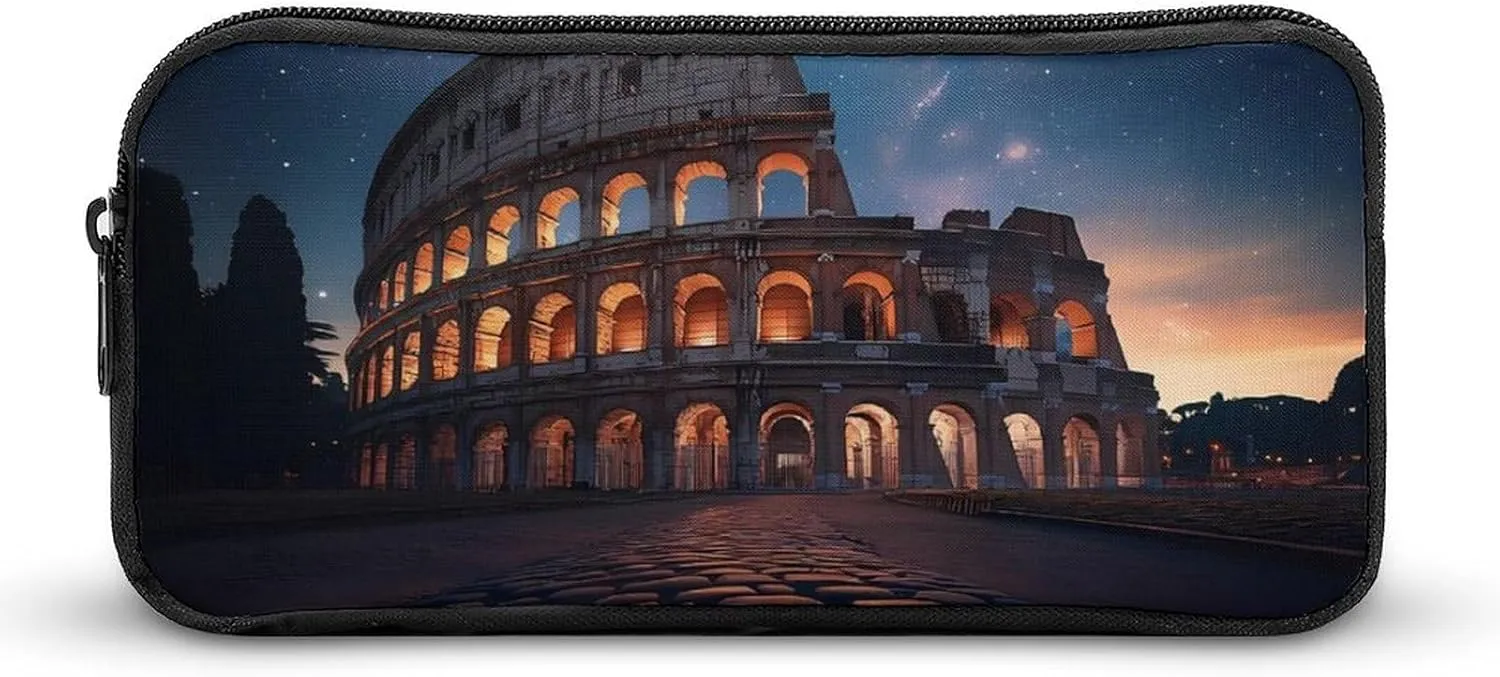 ROMAN COLOSSEUMES Prints Pencil Case Large Capacity Pen Pouch Bag Stationery Organizer Makeup Bag with Zip