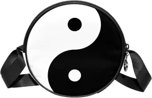 Round Crossbody Yin Yang Trans Print Shoulder Bag Top Handle Tote Handbag Bag for Women