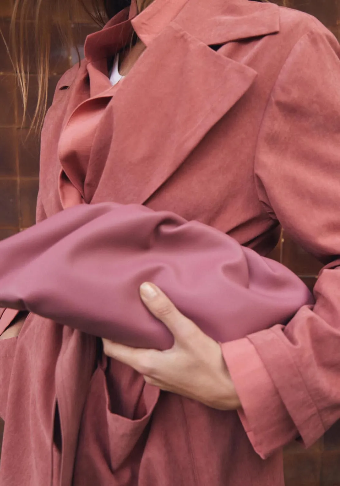 Ruched Crossbody Bag - Pink