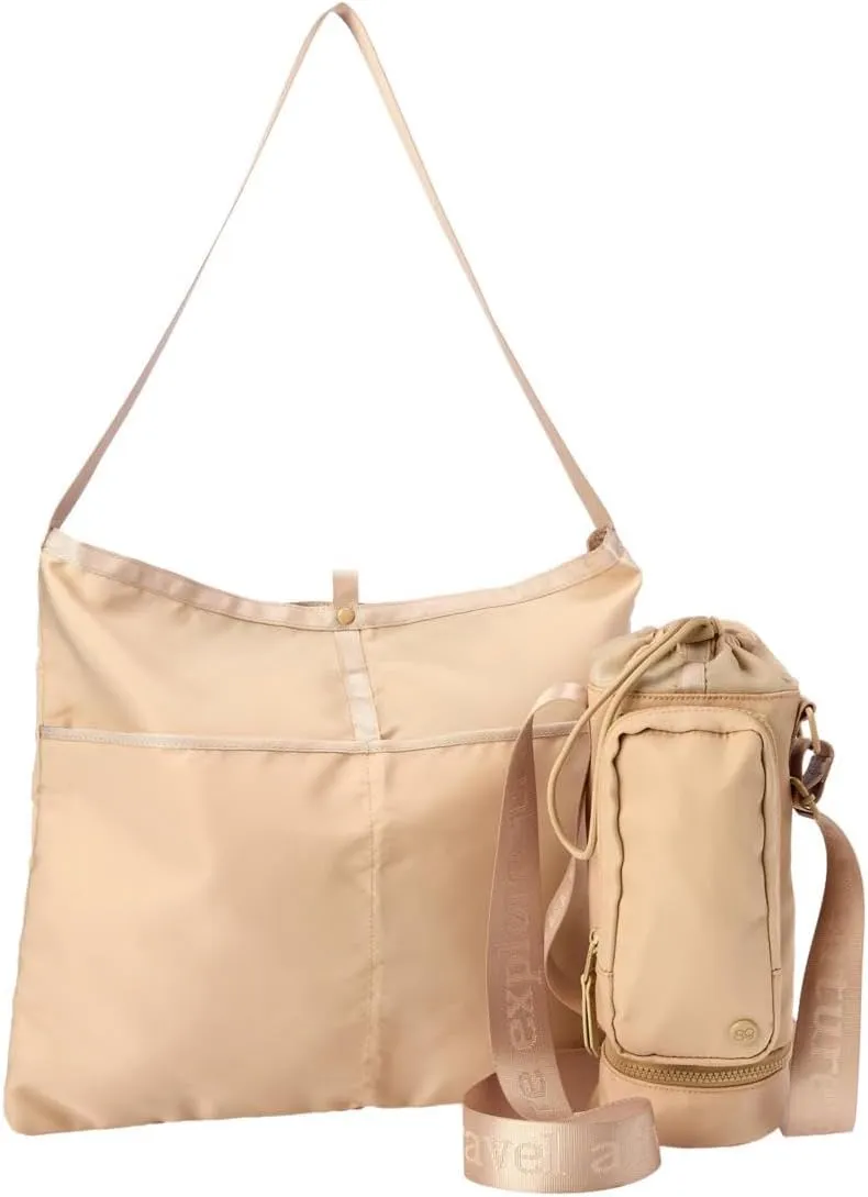Samantha Brown Water Bottle Crossbody Bag with Packable Tote, Insulated Holder, Multiple Colors