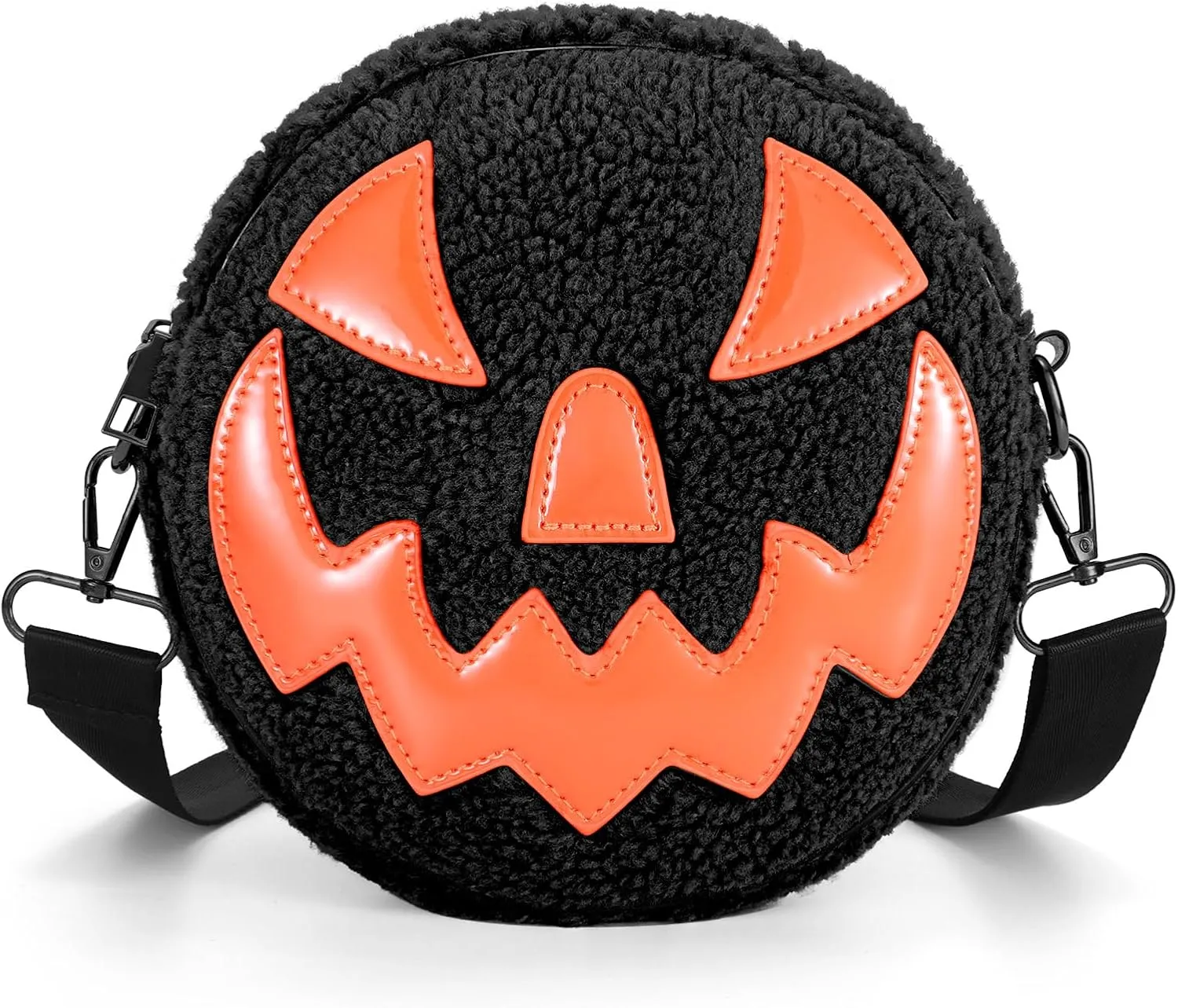 SANSTHS Fleece Halloween Pumpkin Purse Pumpkin Shoulder Bag Crossbody Bag for Women
