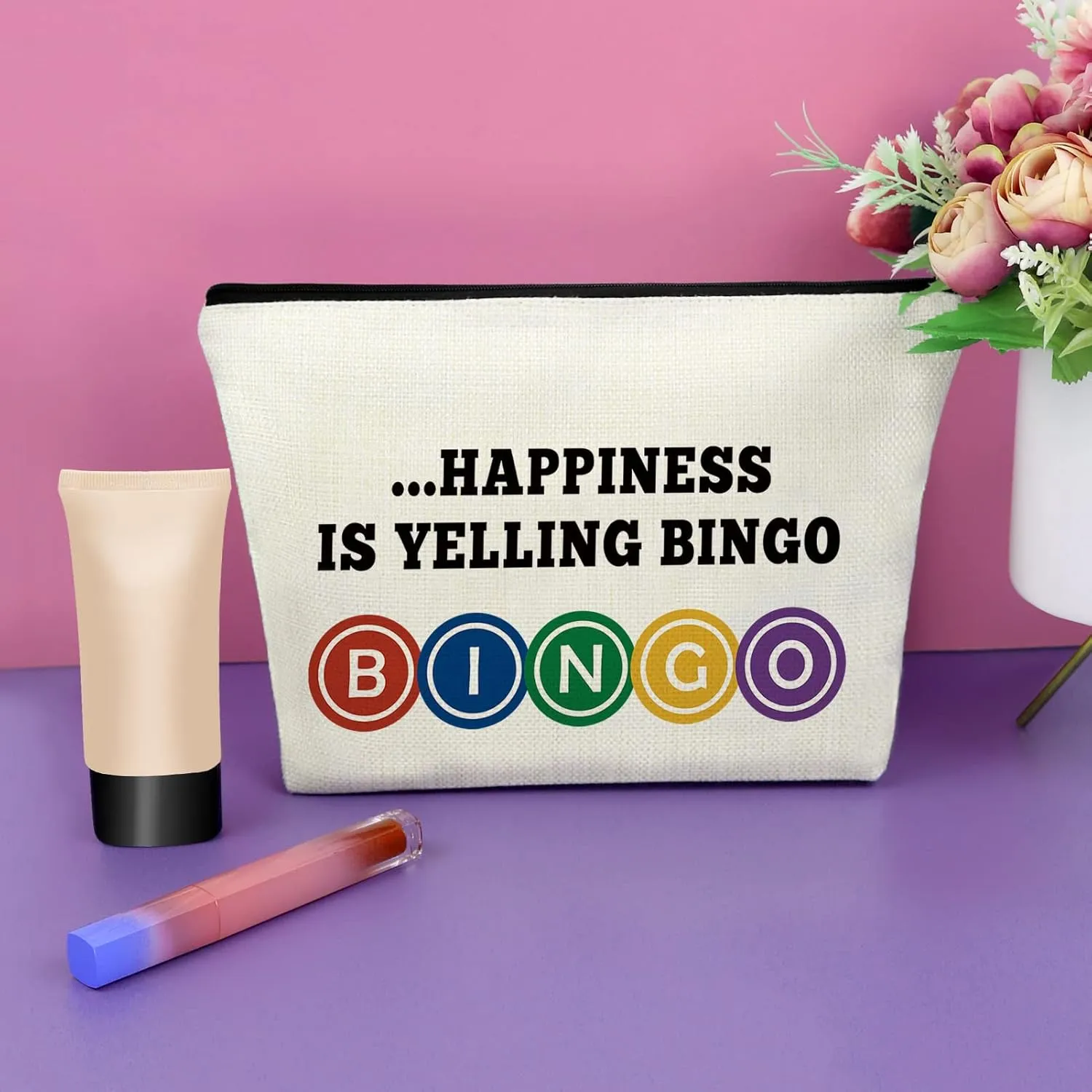 Sazuwu Bingo Lover Gift 3pc Travel Makeup Bags Cosmetic Organizer Bingo Game Gifts for Player Novelty Casino Lovers Gambling Themed Accessories