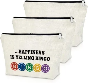 Sazuwu Bingo Lover Gift 3pc Travel Makeup Bags Cosmetic Organizer Bingo Game Gifts for Player Novelty Casino Lovers Gambling Themed Accessories