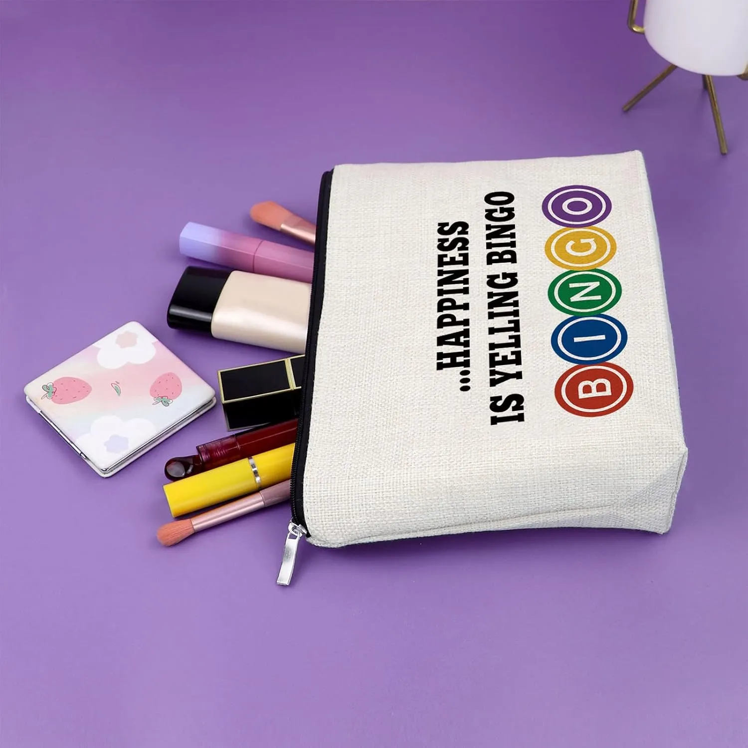 Sazuwu Bingo Lover Gift 3pc Travel Makeup Bags Cosmetic Organizer Bingo Game Gifts for Player Novelty Casino Lovers Gambling Themed Accessories