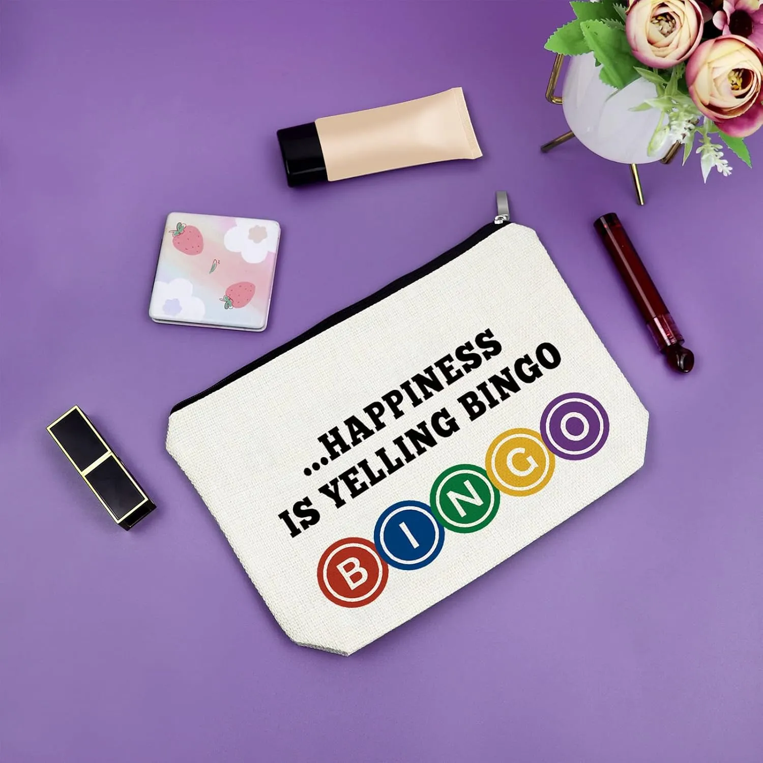 Sazuwu Bingo Lover Gift 3pc Travel Makeup Bags Cosmetic Organizer Bingo Game Gifts for Player Novelty Casino Lovers Gambling Themed Accessories