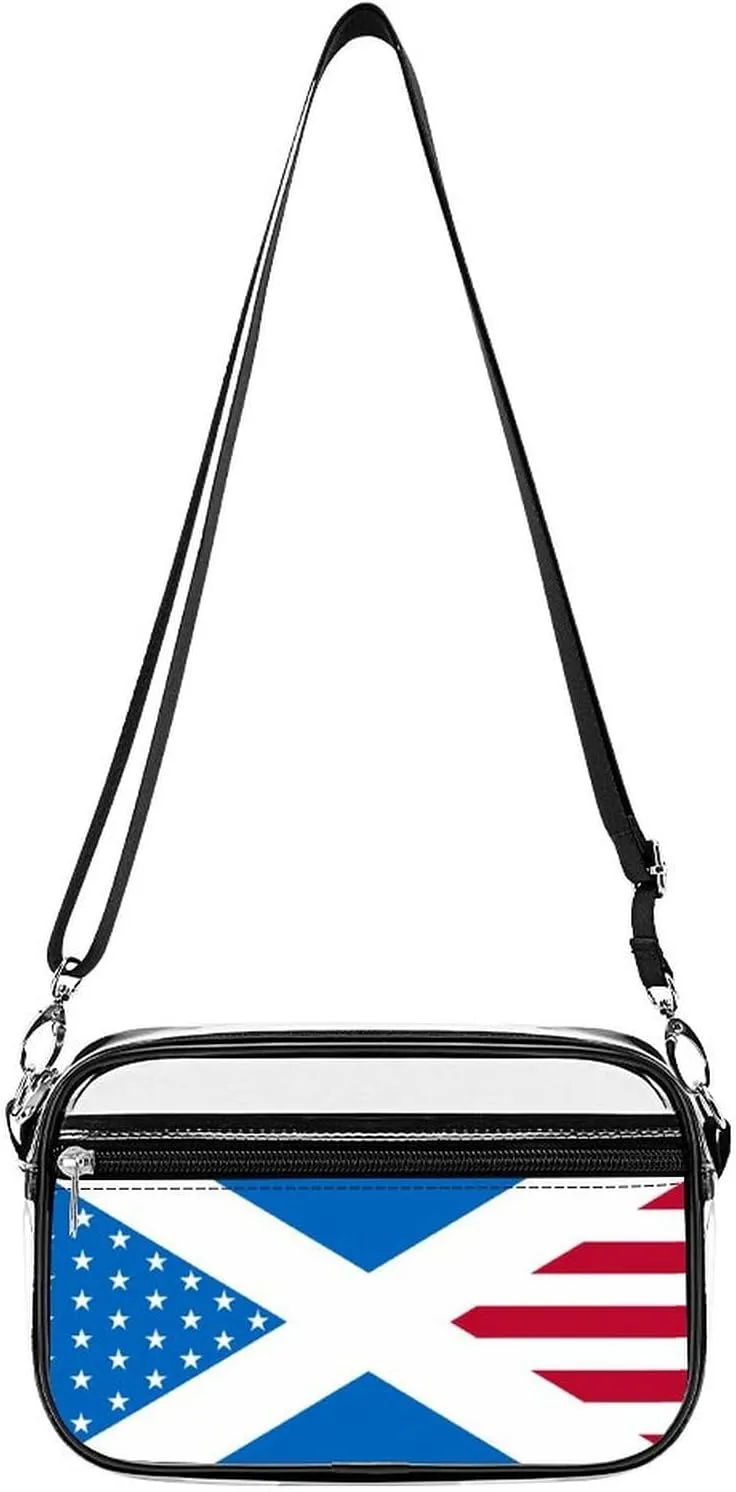 Scotland U.S. Flag Mix Fashion Clear Crossbody Bags Stadium Approved Shoulder Purse for Concerts Sports Events Festival