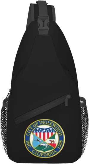 Seal Of Inglewood, California Crossbody Bags For Women Men Chest Backpack Gym Shoulder Bag Travel Outdoor Sports Casual Crossbody Bags
