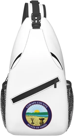 Seal Of Lorain County Ohio Crossbody Bags For Women Men Chest Backpack Gym Shoulder Bag Travel Outdoor Sports Casual Crossbody Bags