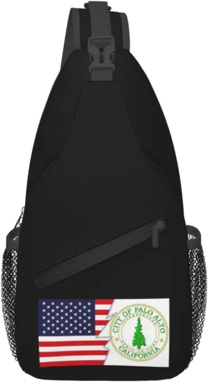 Seal Of Palo Alto, California And America Crossbody Bags For Women Men Chest Backpack Gym Shoulder Bag Travel Outdoor Sports Casual Crossbody Bags