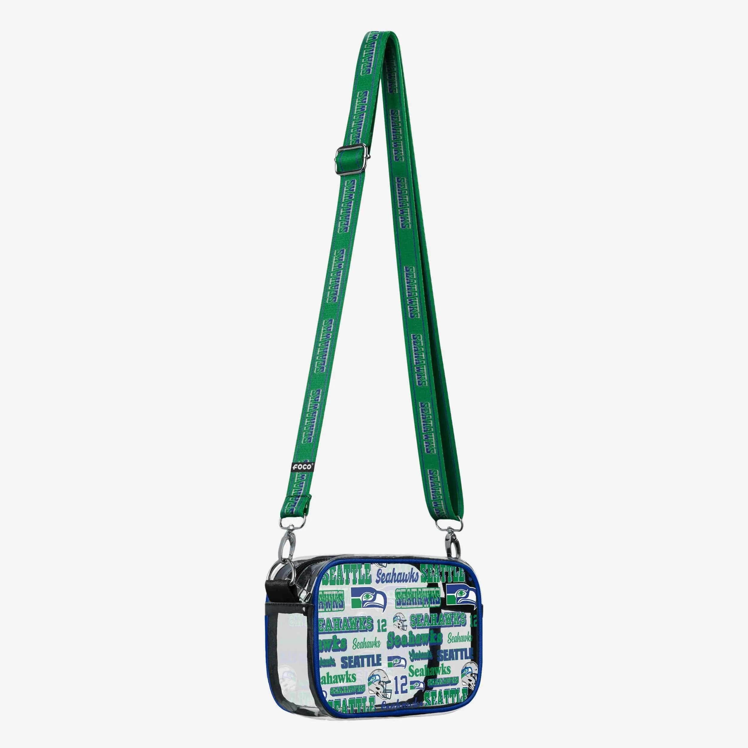 Seattle Seahawks Repeat Retro Print Clear Crossbody Bag