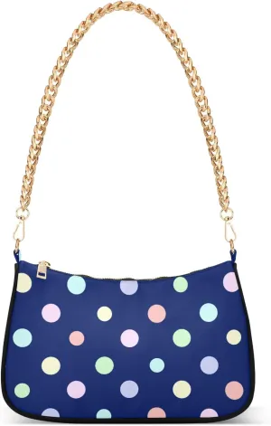 senya Handbags Chain Shoulder Tote Bag Rainbow Colorful Polka Dot Blue Satchel Purse Top Handle Crossbody Bags for Women