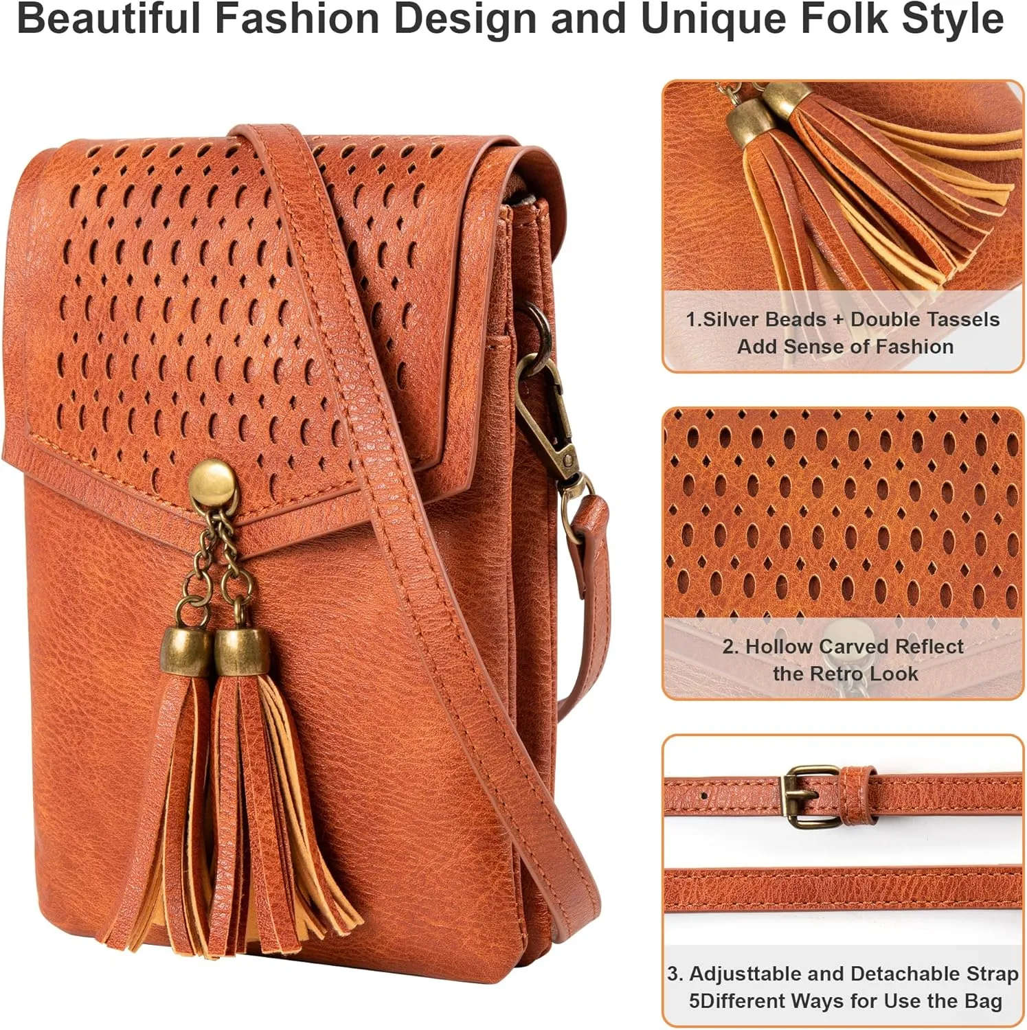 seOSTO Womens Small Crossbody Bag For Woman, Tassel Wallet Purse，Gifts For Teenage Girls