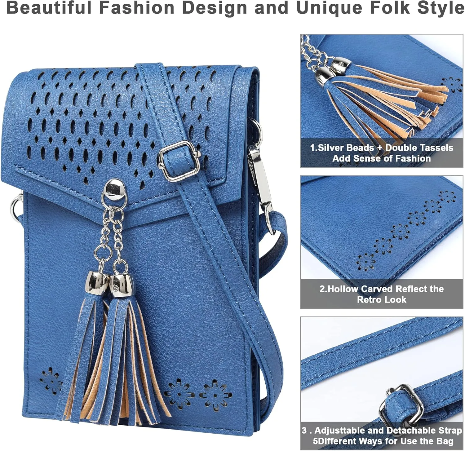 seOSTO Womens Small Crossbody Bag For Woman, Tassel Wallet Purse，Gifts For Teenage Girls