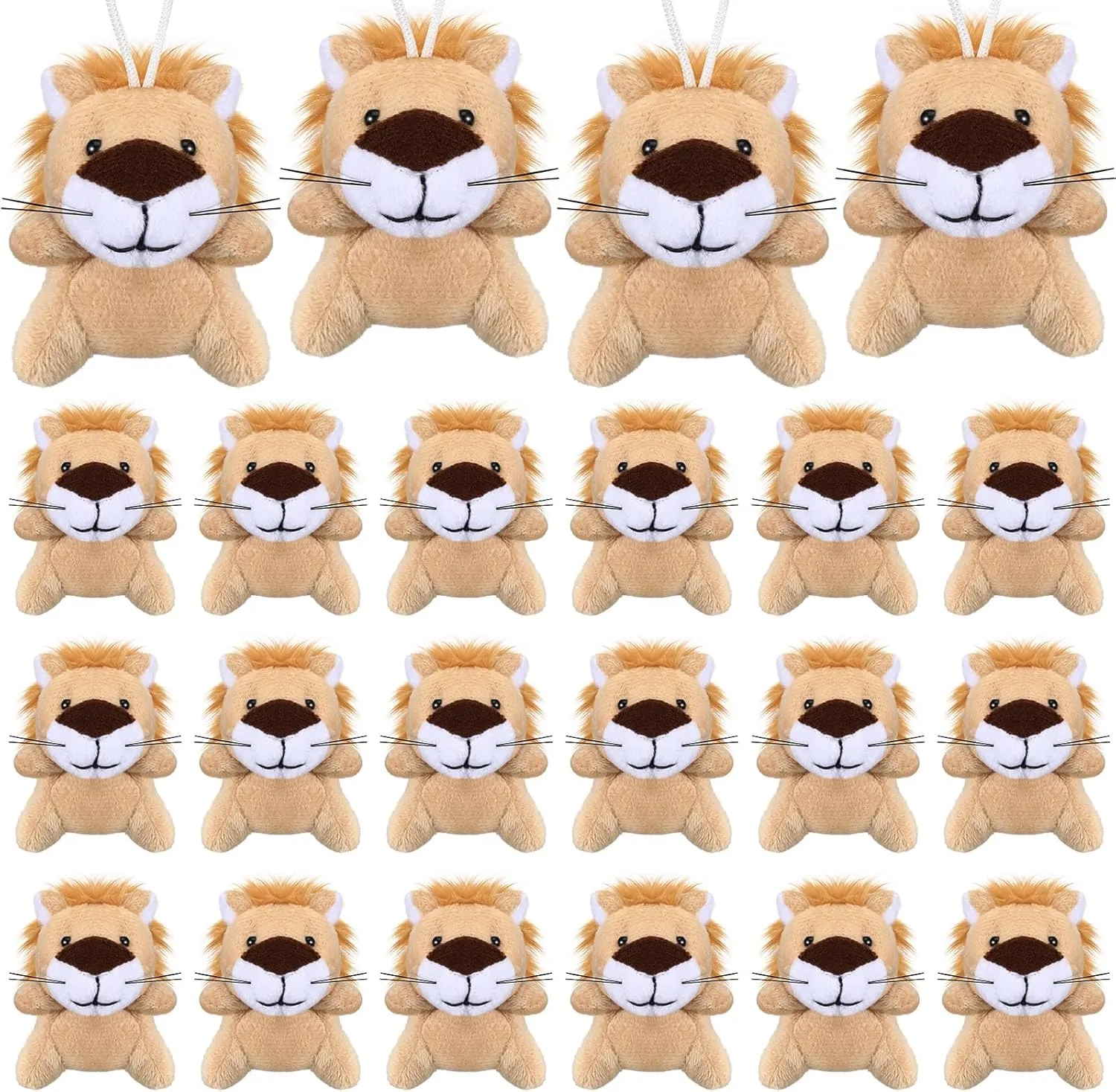 Shappy 30 Pcs Mini Stuffed Animal Toys Small Lion/Tiger Stuffed Animals Bulk for Baby Shower Safari Nursery Decor Birthday Classroom Prizes Gifts(Lion)