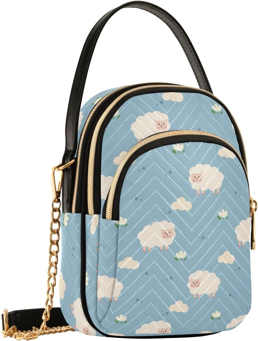 Sheep Cloud Star Blue Crossbody Bags for Women Fanny Packs Small Sling Cross Body Bag Phone Wallet Mini Purse