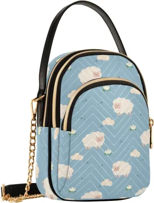 Sheep Cloud Star Blue Crossbody Bags for Women Fanny Packs Small Sling Cross Body Bag Phone Wallet Mini Purse