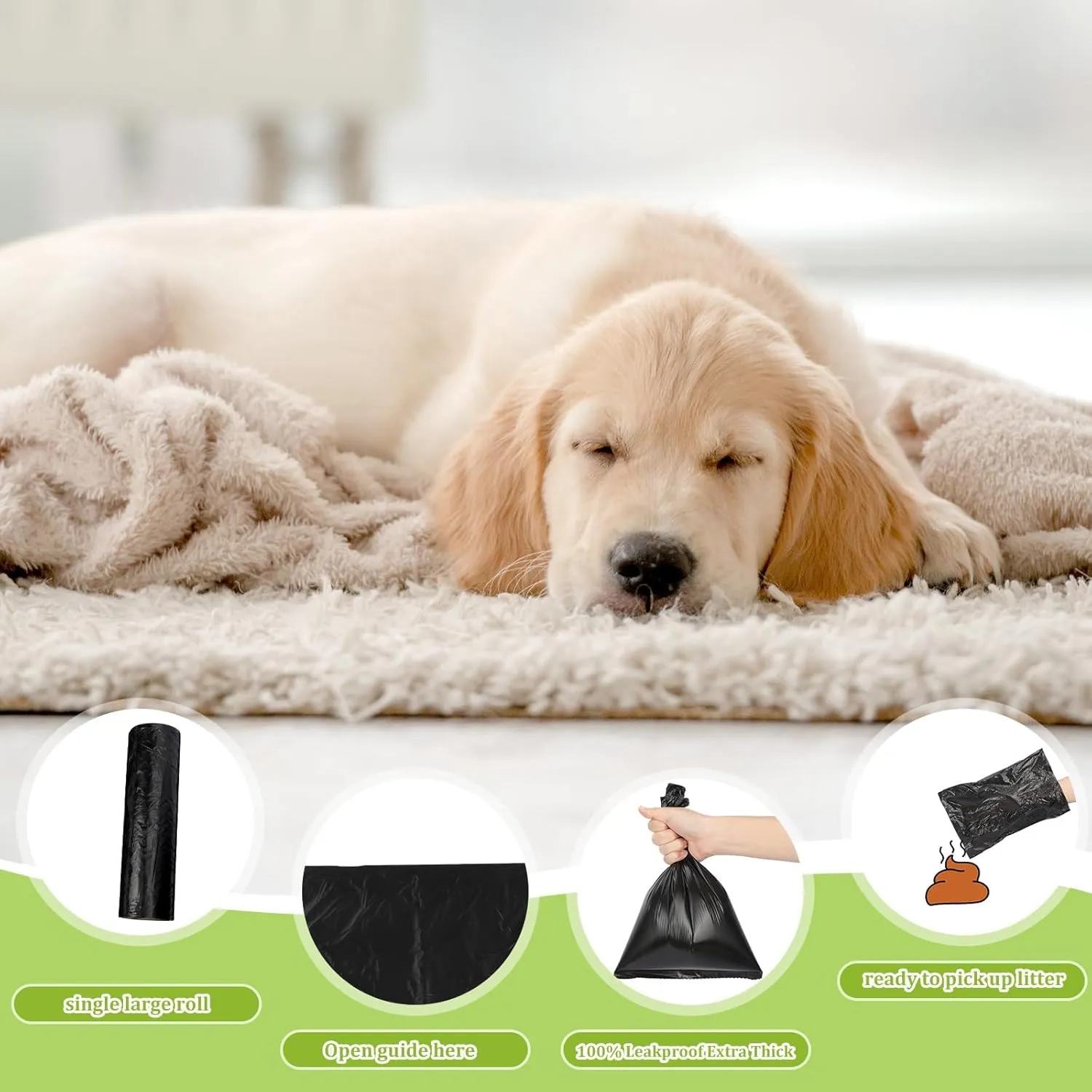Sherr 15 Boxed Rolls 3000 Counts Dog Poop Bags Bulk Leak Proof Dog Waste Bags Doggy Poop Bags Pet Waste Bags for Puppy Pets Outdoor Walking and Travel, 10 Rolls of 200, Black