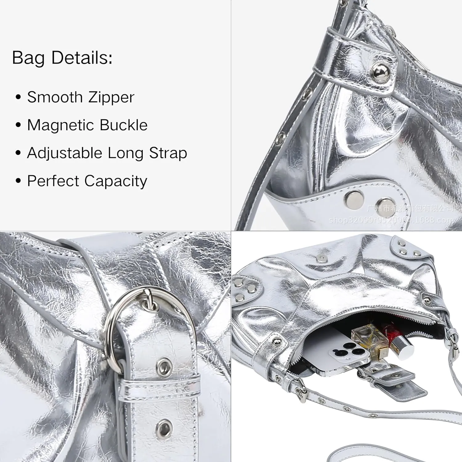Shoulder Bag for Women - PU Leather Purse Adjustable Strap Hobo Crossbody Handbag with Zipper Closure