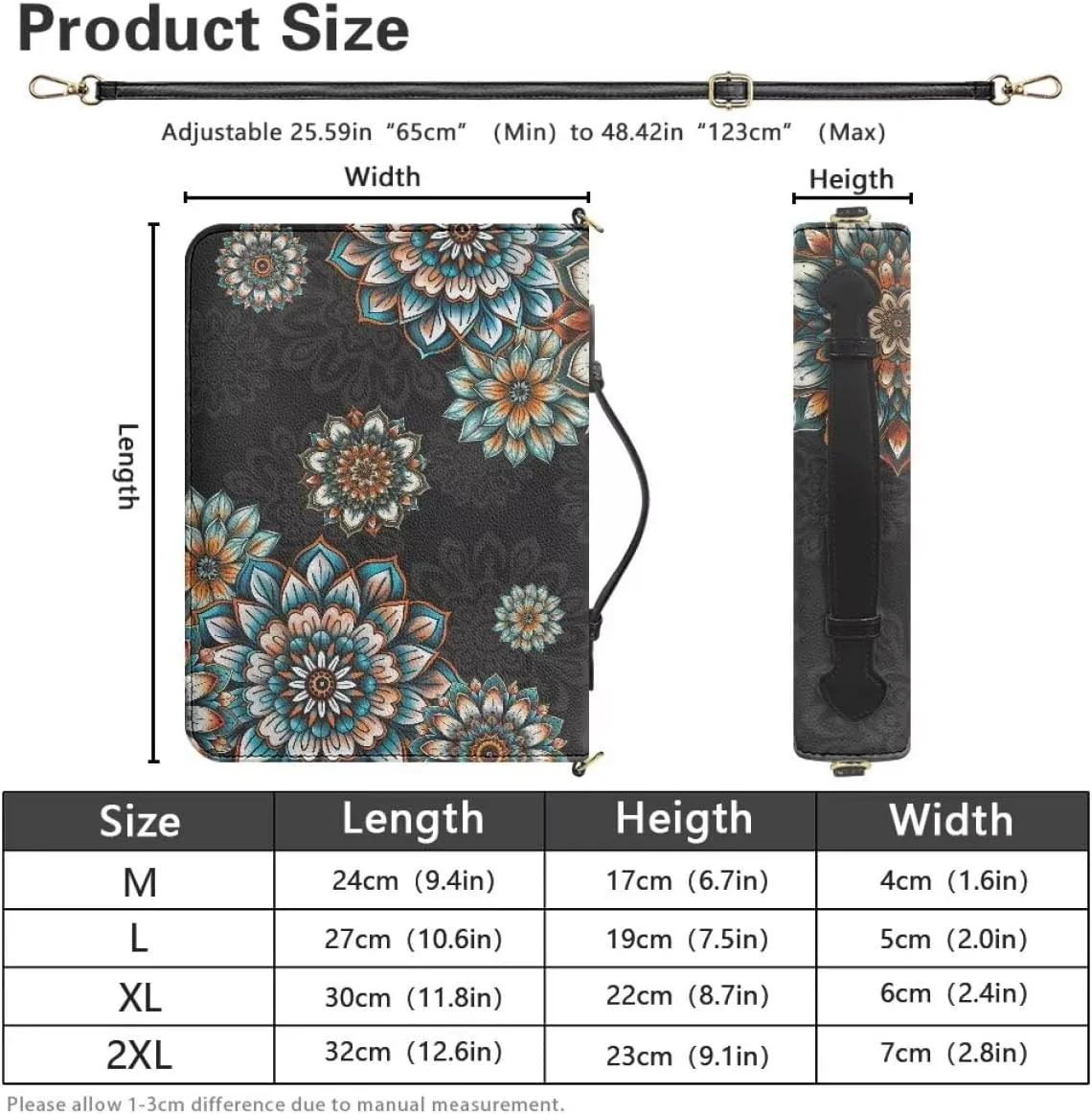 Shoulder Strap Bag Bible Carrying Case for Church Services Bible Cover with Adjustable Strap
