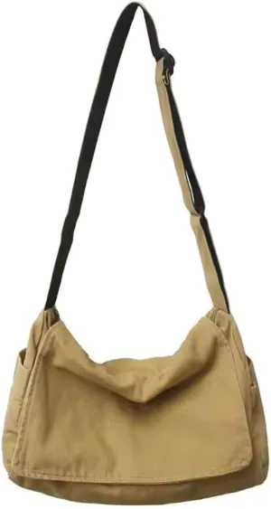 Single shoulder backpack for men and women with diagonal crossing. Postman's class diagonal crossing bag (Khaki)