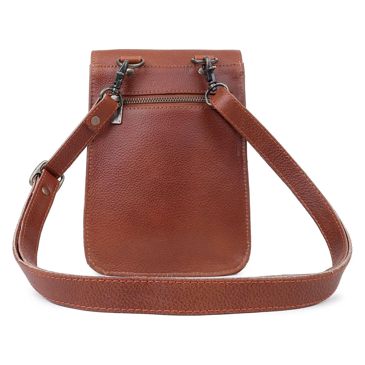 Sixtease Bags - Leather Dual Tone Crossbody - Chestnut Brown