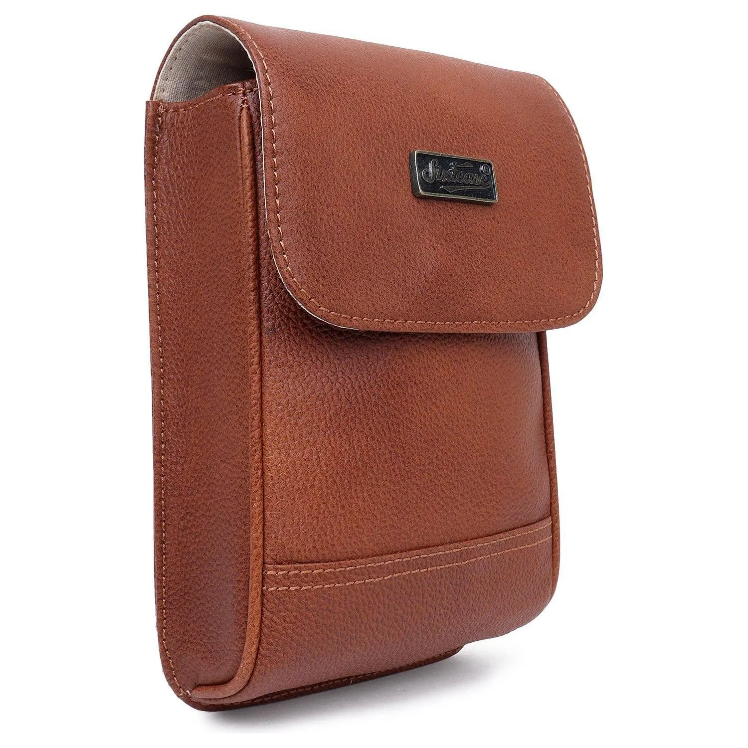 Sixtease Bags - Leather Dual Tone Crossbody - Chestnut Brown