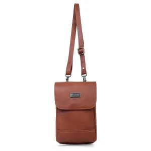 Sixtease Bags - Leather Dual Tone Crossbody - Chestnut Brown