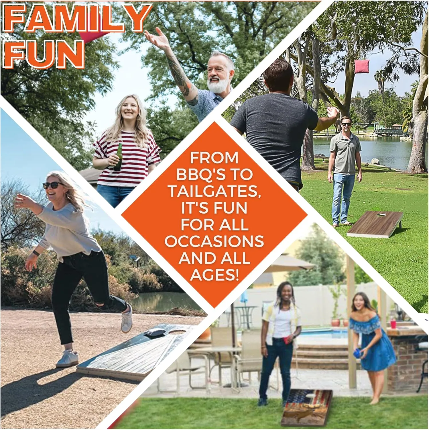 Skip's Garage Trex All-Weather Cornhole Boards | 100% Waterproof Corn Hole Game Set | ECO-Friendly Weatherproof PVC Composite | Choose from 50  Design & Accessory Options